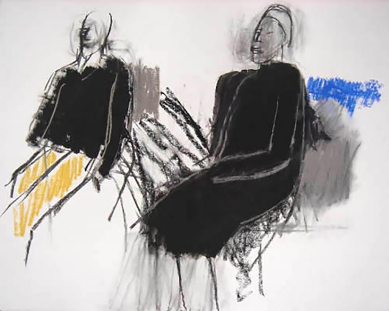 Two figures 2005 charcoal, pastel and acylic on paper 57 x 76 cm