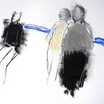 Three figures 2005 charcoal, pastel and acrylic on paper 57 x 76 cm
