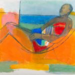 Sunbathing 2022 oil on ccanvas 76 x 91 cm