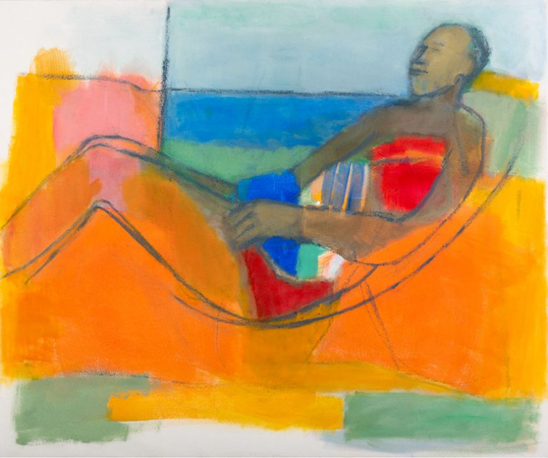 Sunbathing 2022 oil on ccanvas 76 x 91 cm