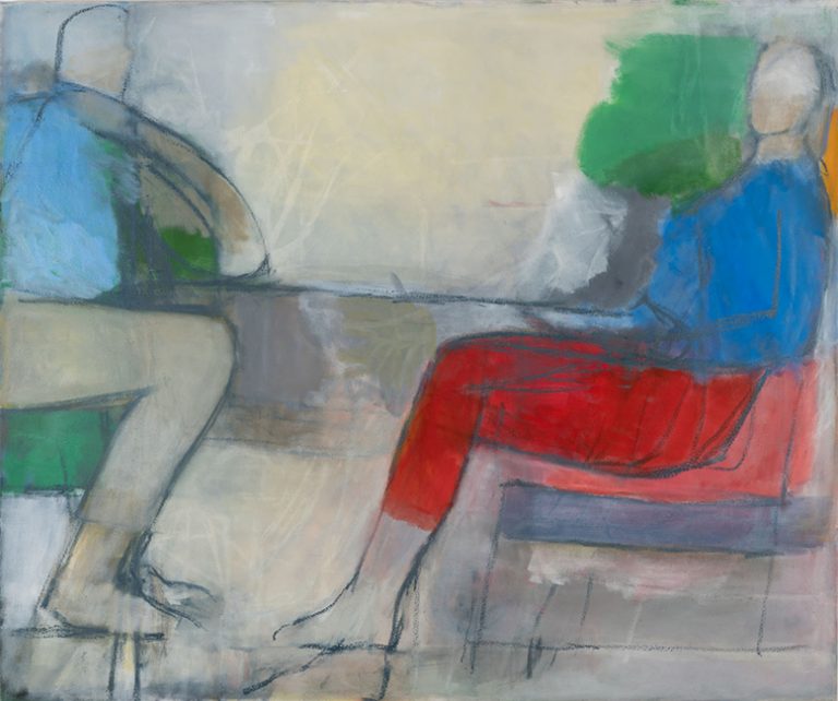 Talking in the Garden 2019-20 oil on canvas 102 x 122 cm