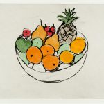Still life with fruit 2017 drypoint on Chinese paper 60 x 80 cm