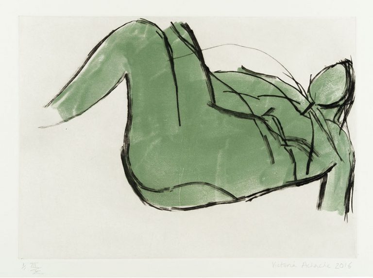 Falling woman 2015 drypoint on Chinese paper 45 x 57 cm