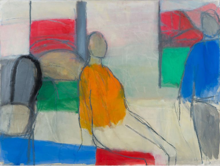 Two figures in a room 2016 oil on canvas 92 x 122 cm