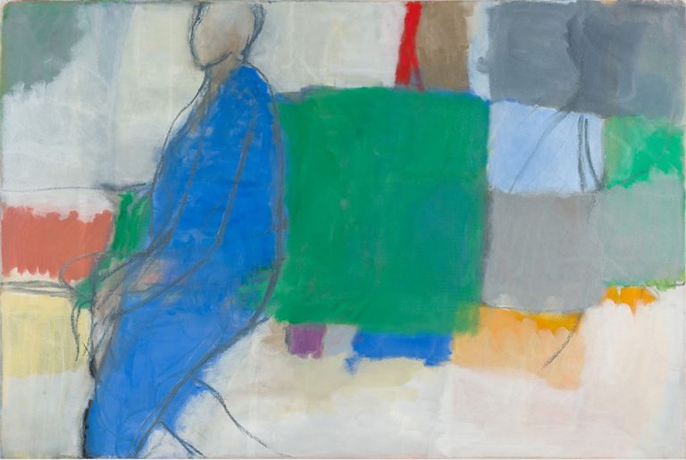 Blue running figure 2016 oil on canvas 82 x 122 cm