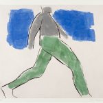 Walking figure 2015 drypoint on Chinese paper 78 x 86 cm