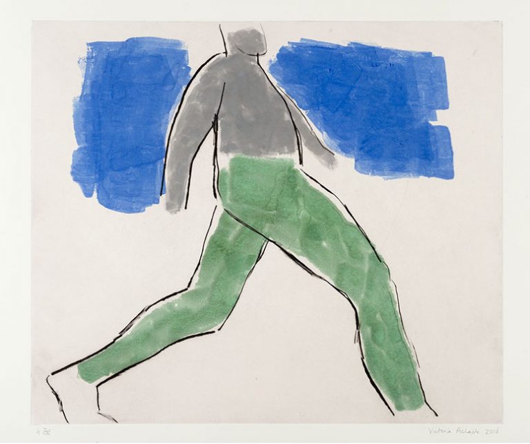 Walking figure 2015 drypoint on Chinese paper 78 x 86 cm