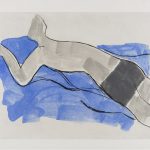 Swimmer 2018 drypoint on Chinese paper 76 x 91 cm