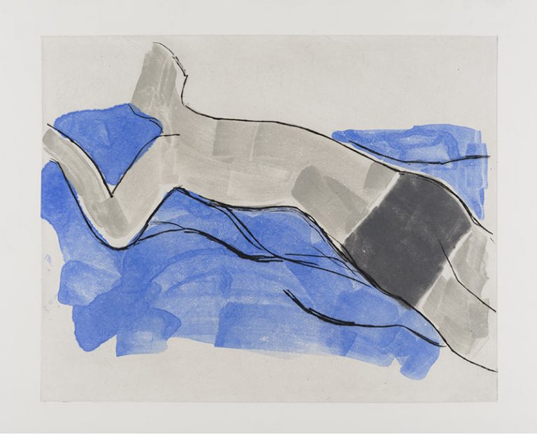 Swimmer 2018 drypoint on Chinese paper 76 x 91 cm