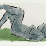 Figure lying down 2014 drypoint on Chinese paper 53 x 88 cm