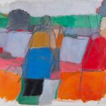 Two figures walking in a landscape 2011 oil on canvas 102 x 122 cm