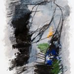 Woman emerging 2006 acrylic on paper 76 x 57 cm