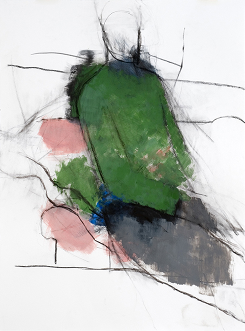 Man in green 1 2006-7 acrylic on paper 76 x 57 cm