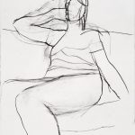 Woman sitting 2008 charcoal on paper 76 x 57 cm