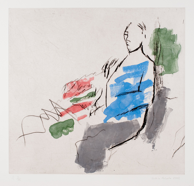 Figure in a garden 2007 drypoint on Chinese paper 76 x 78 cm