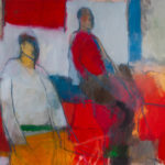 Figures in a red interior 2007-8 oil on canvas 102 x 122 cm